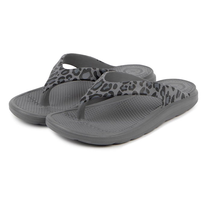 totes® SOLBOUNCE  Ladies Toe Post Grey Leopard Extra Image 1